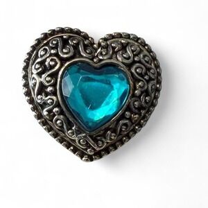 Filigree Blue Gemstone Heart Ring, Women's Size 7.5